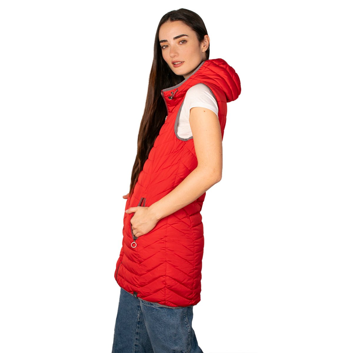 Foto 4 pulgar | Chaleco Largo Greenlander Acolchado Con Capucha Ligero Y Casual Para Mujer