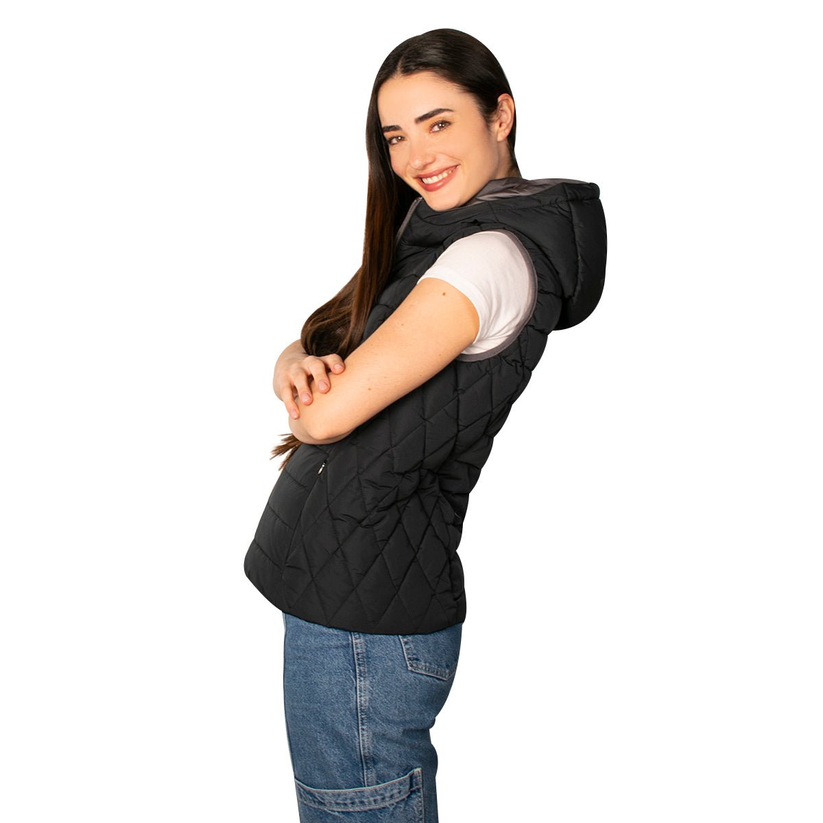 Foto 4 pulgar | Chaleco Greenlander Capitonado Cómodo Casula Con Capucha Para Mujer