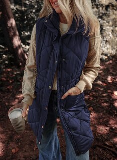 Foto 2 | Chaleco Acolchado Dokotoo Azul Marino Con Cuello Alto Para Mujer - Venta Internacional.