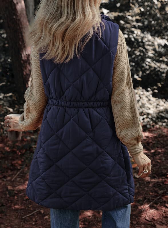 Foto 5 | Chaleco Acolchado Dokotoo Azul Marino Con Cuello Alto Para Mujer - Venta Internacional.