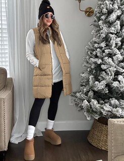 Foto 4 | Chaleco Acolchado Tanming Largo De Algodón Para Mujer Con Capucha Extraíble - Venta Internacional.