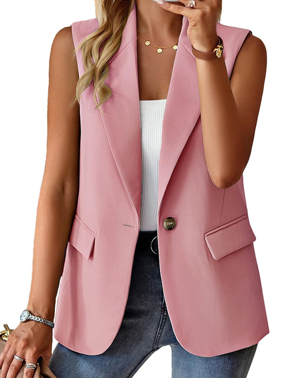 Foto 2 pulgar | Chaleco Mina Self Puffer Light, Ropa De Abrigo Para Mujer, Color Rosa, Talla Xl - Venta Internacional.