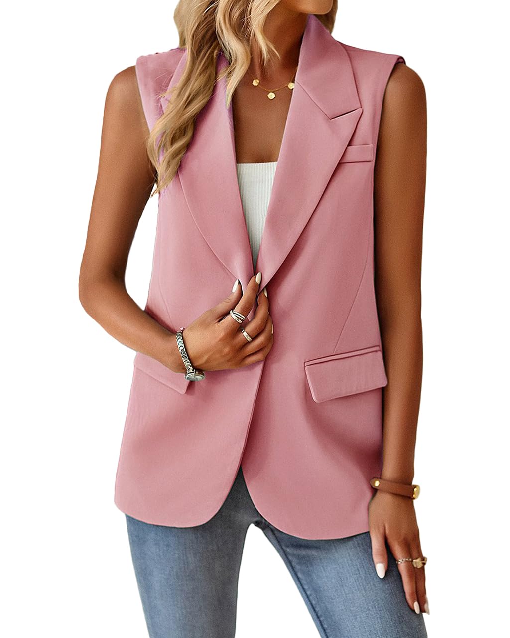 Foto 4 pulgar | Chaleco Mina Self Puffer Light, Ropa De Abrigo Para Mujer, Color Rosa, Talla Xl - Venta Internacional.