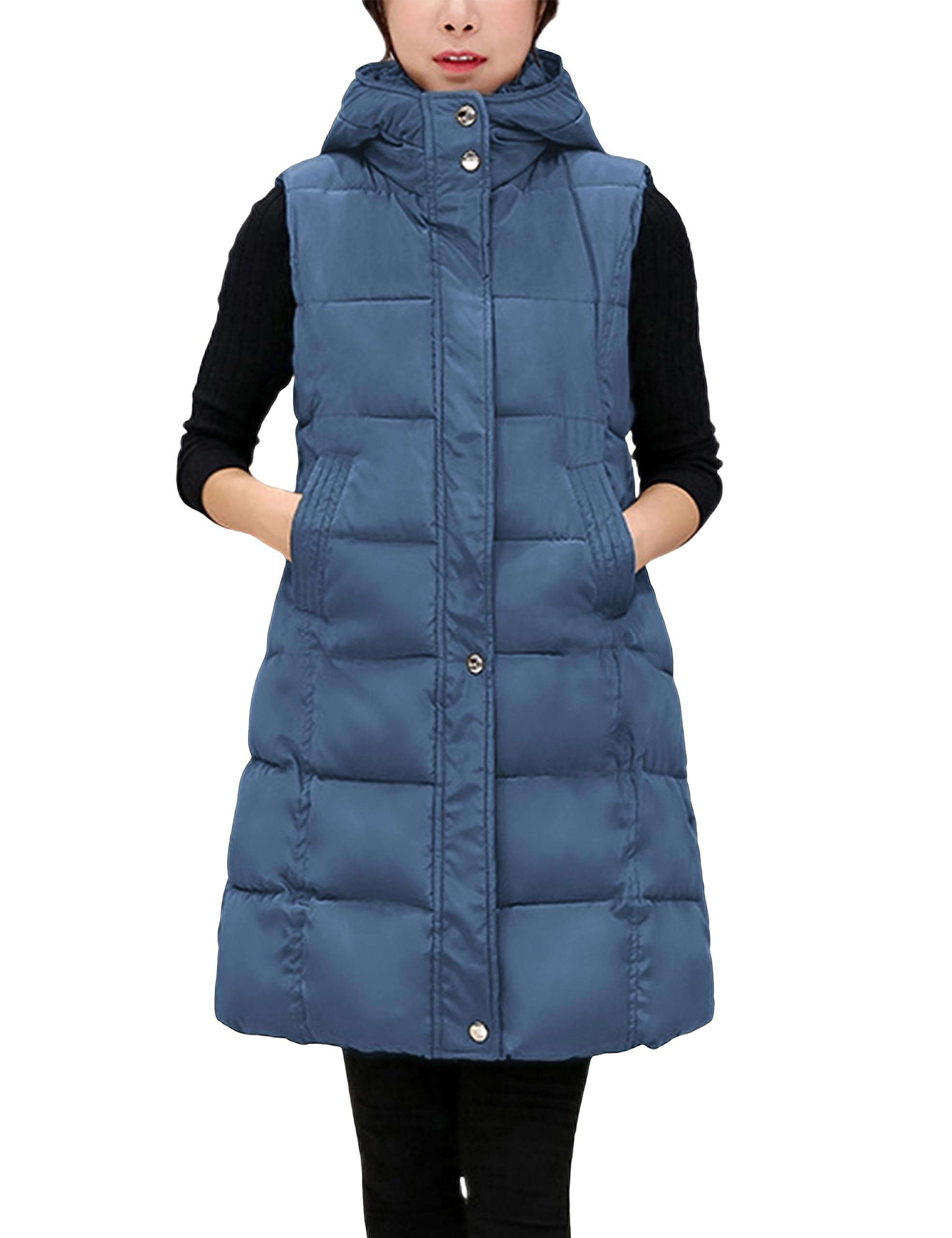 Foto 4 pulgar | Chaleco Acolchado Tanming Largo De Algodón Para Mujer Con Capucha Extraíble - Venta Internacional.