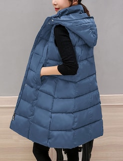 Foto 5 | Chaleco Acolchado Tanming Largo De Algodón Para Mujer Con Capucha Extraíble - Venta Internacional.