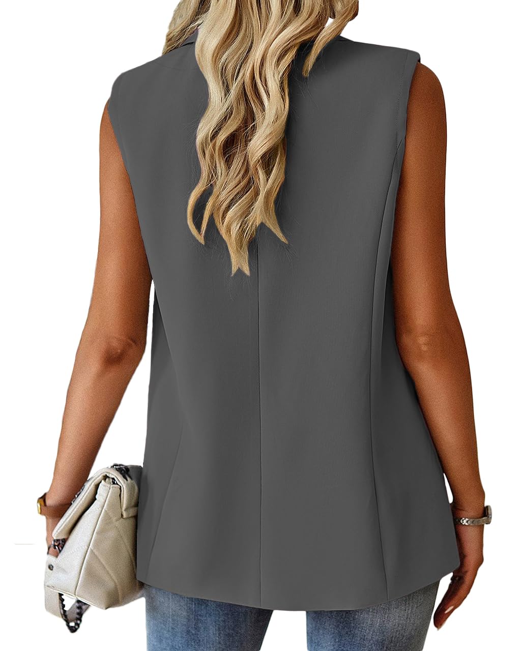 Foto 6 pulgar | Chaleco Blazer Mina Self De Poliéster Gris Para Mujer - Venta Internacional.