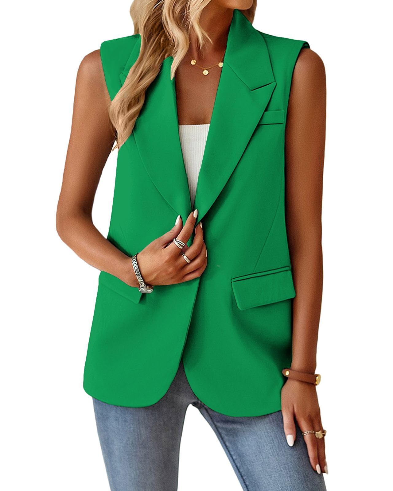 Foto 5 pulgar | Chaqueta Sin Mangas Vest Mina Self Green Para Mujer, Talla Grande Xxl - Venta Internacional.