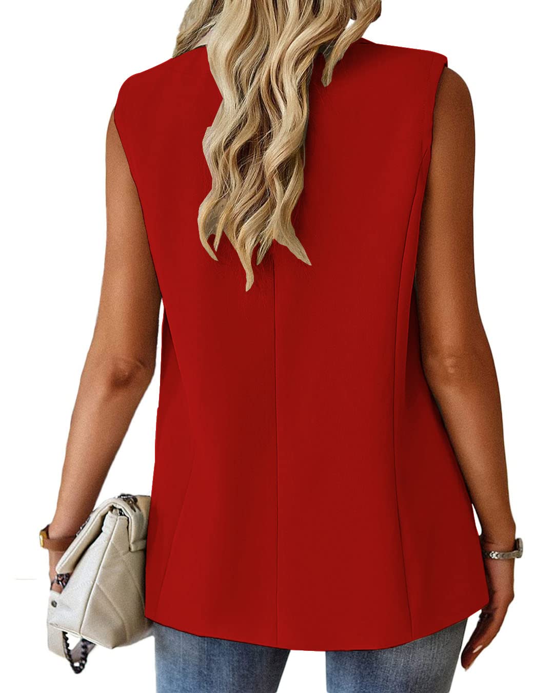 Foto 5 | Chaleco Blazer Mina Self Rojo Sin Mangas Para Mujer De Poliéster - Venta Internacional.