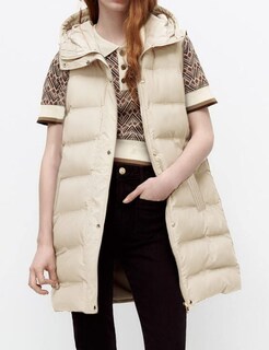 Foto 3 | Chaleco Acolchado Tanming Largo De Algodón Para Mujer Con Capucha Extraíble - Venta Internacional.
