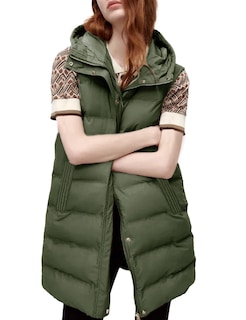 Foto 1 | Chaleco Acolchado Tanming Largo De Algodón Para Mujer Con Capucha Extraíble - Venta Internacional.