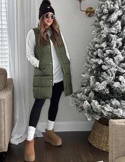 Foto 3 | Chaleco Acolchado Tanming Largo De Algodón Para Mujer Con Capucha Extraíble - Venta Internacional.