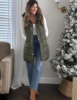 Foto 4 | Chaleco Acolchado Tanming Largo De Algodón Para Mujer Con Capucha Extraíble - Venta Internacional.