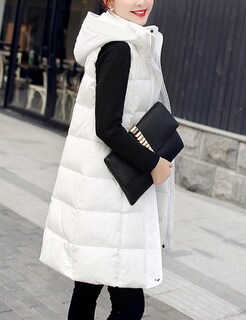 Foto 5 | Chaleco Acolchado Tanming Largo De Algodón Para Mujer Con Capucha Extraíble - Venta Internacional.