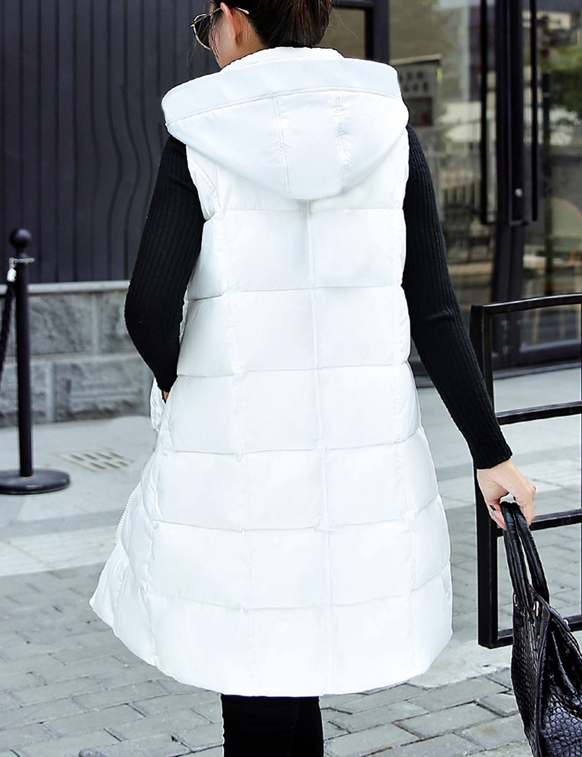 Foto 6 | Chaleco Acolchado Tanming Largo De Algodón Para Mujer Con Capucha Extraíble - Venta Internacional.