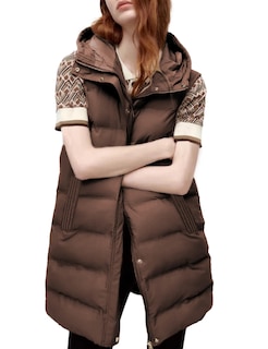 Foto 1 | Chaleco Acolchado Tanming Largo De Algodón Para Mujer Con Capucha Extraíble - Venta Internacional.