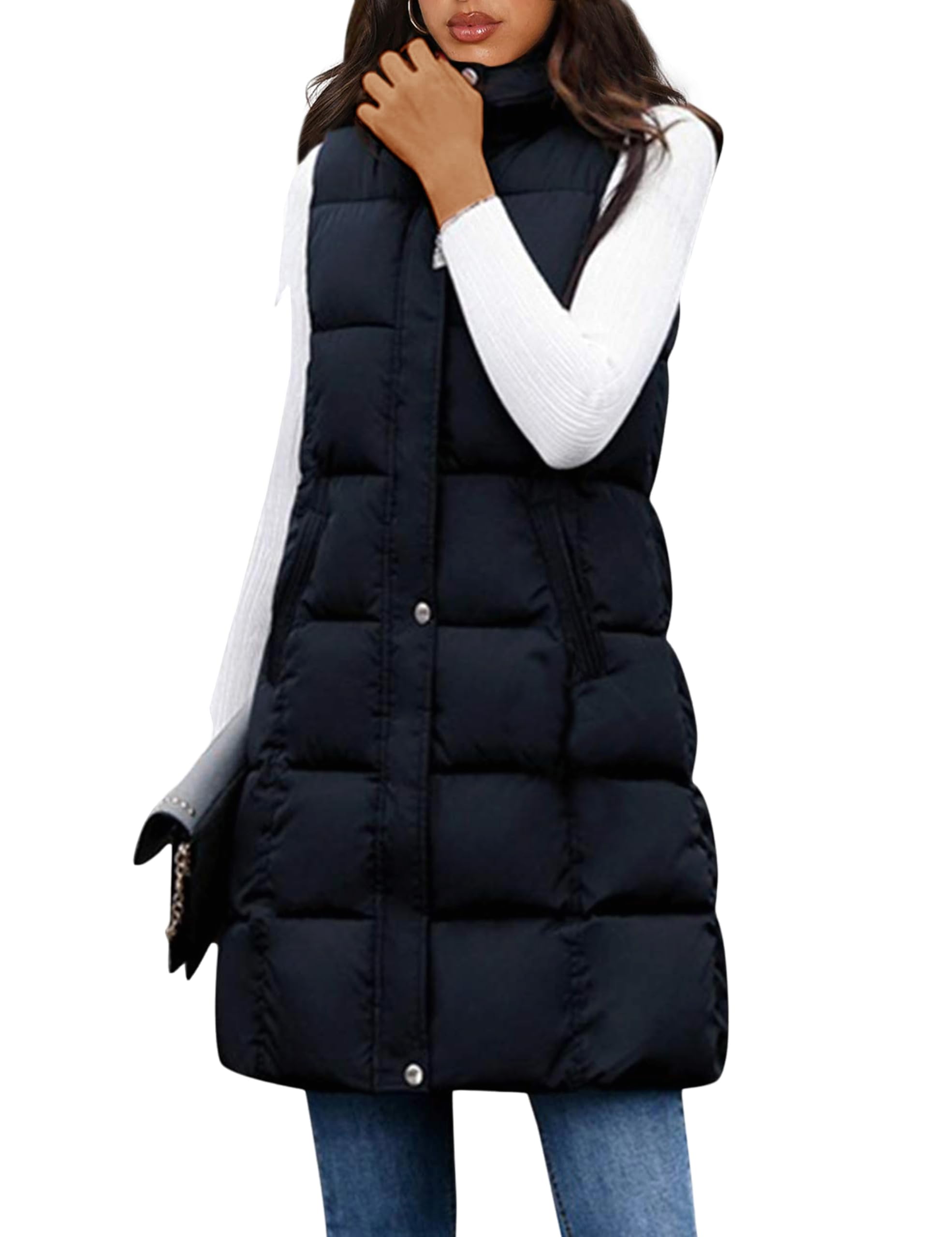 Foto 1 | Chaleco Acolchado Tanming Largo De Algodón Para Mujer Con Capucha Extraíble - Venta Internacional.