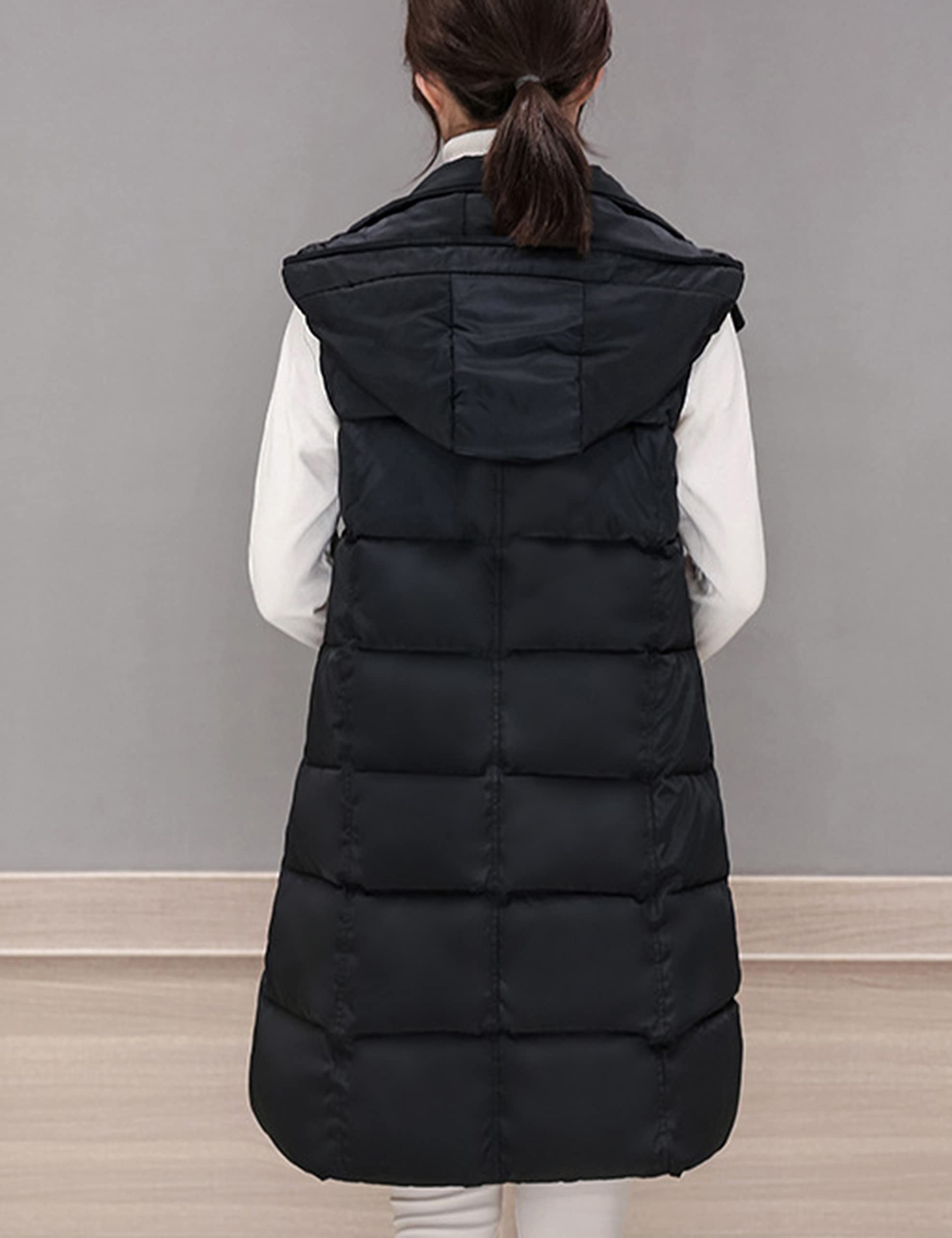 Foto 5 | Chaleco Acolchado Tanming Largo De Algodón Para Mujer Con Capucha Extraíble - Venta Internacional.