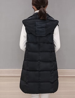 Foto 5 | Chaleco Acolchado Tanming Largo De Algodón Para Mujer Con Capucha Extraíble - Venta Internacional.