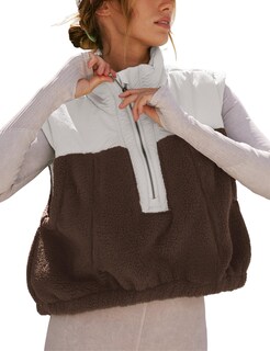 Foto 1 | Chaleco Yeokou Para Mujer, Forro Polar Sherpa, Corto, Sin Mangas, Color Marrón Xl - Venta Internacional.