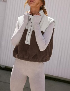 Foto 3 | Chaleco Yeokou Para Mujer, Forro Polar Sherpa, Corto, Sin Mangas, Color Marrón Xl - Venta Internacional.