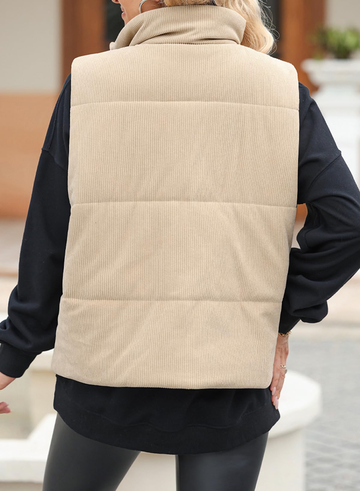 Foto 4 | Chaleco Acolchado Evaless, Moderno, Corto, Pana, Beige, Xxl - Venta Internacional.
