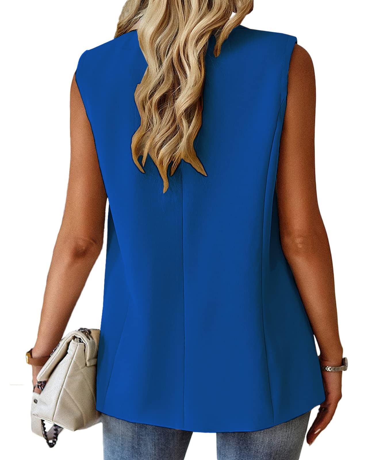Foto 6 pulgar | Chaleco Blazer Mina Self Sin Mangas Para Mujer Azul Marino - Venta Internacional.
