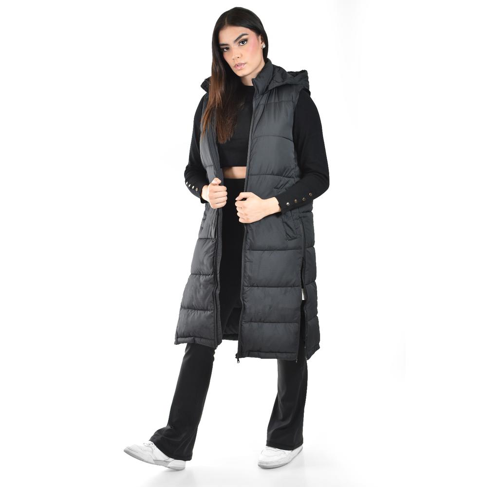 Chaleco Largo Con Capucha Roman Fashion /juvenil, 24624 (negro) Negro