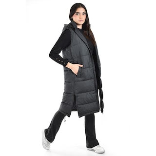 Foto 2 | Chaleco Largo Con Capucha Roman Fashion /juvenil, 24624 (negro) Negro