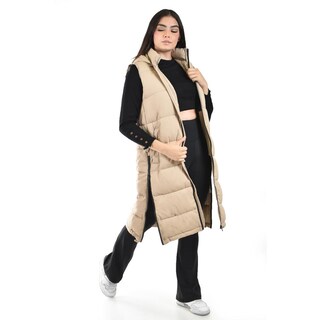 Foto 2 | Chaleco Largo Con Capucha Roman Fashion /juvenil, 24624 (beige) Beige