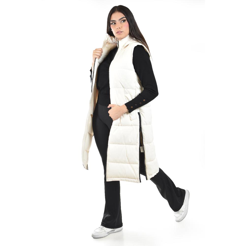 Foto 2 | Chaleco Largo Con Capucha Roman Fashion /juvenil, 24624 (hueso) Blanco