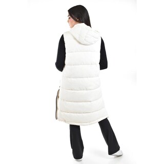 Foto 3 | Chaleco Largo Con Capucha Roman Fashion /juvenil, 24624 (hueso) Blanco