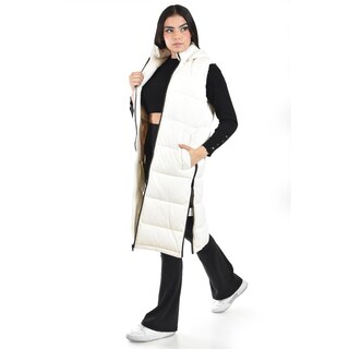Foto 4 | Chaleco Largo Con Capucha Roman Fashion /juvenil, 24624 (hueso) Blanco
