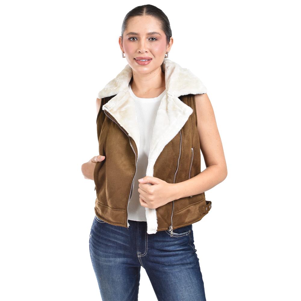 Foto 1 | Chaleco Tipo Biker Con Borrega Roman Fashion /juvenil  8343 (cafe) Cafe