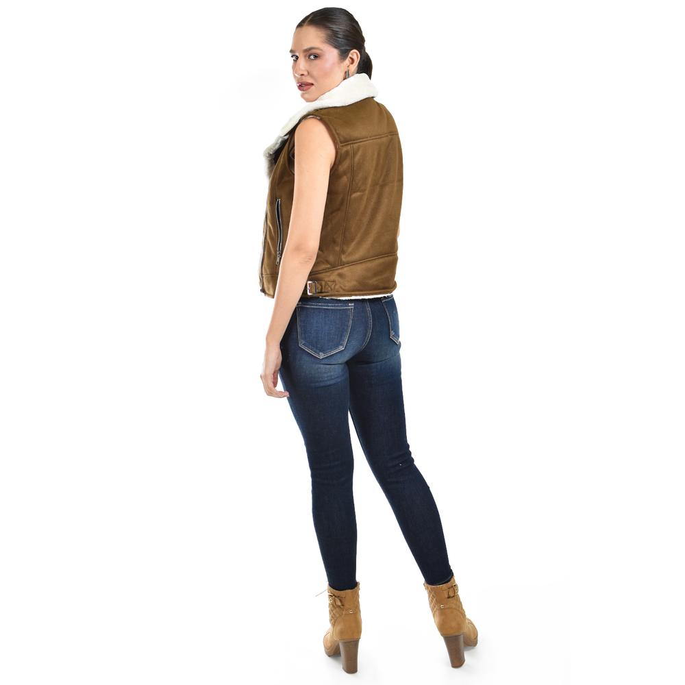 Foto 4 pulgar | Chaleco Tipo Biker Con Borrega Roman Fashion /juvenil  8343 (cafe) Cafe