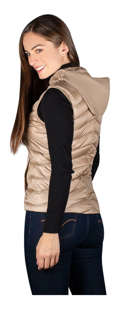 Foto 4 pulgar | Chaleco Greenlander Pluma Con Gorro Oculto Para Mujer