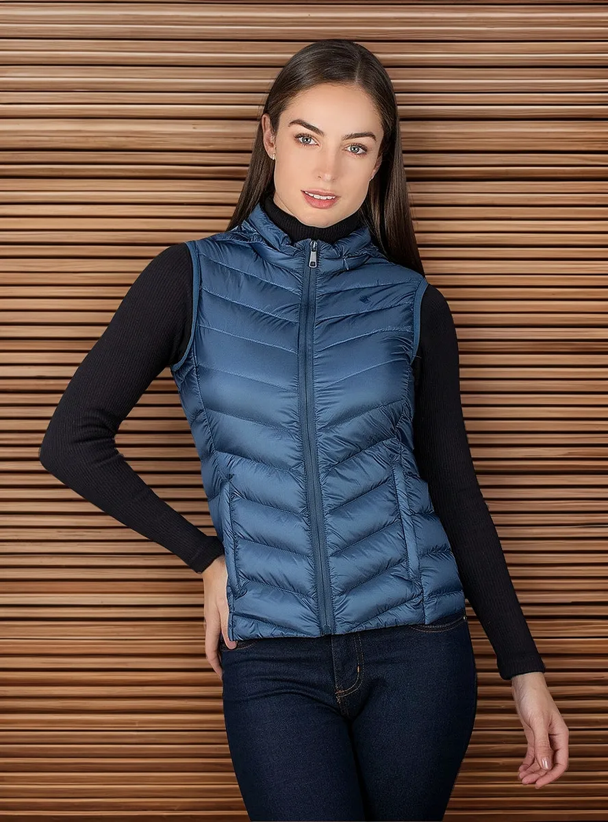 Foto 1 | Chaleco Greenlander Pluma Con Gorro Oculto Para Mujer