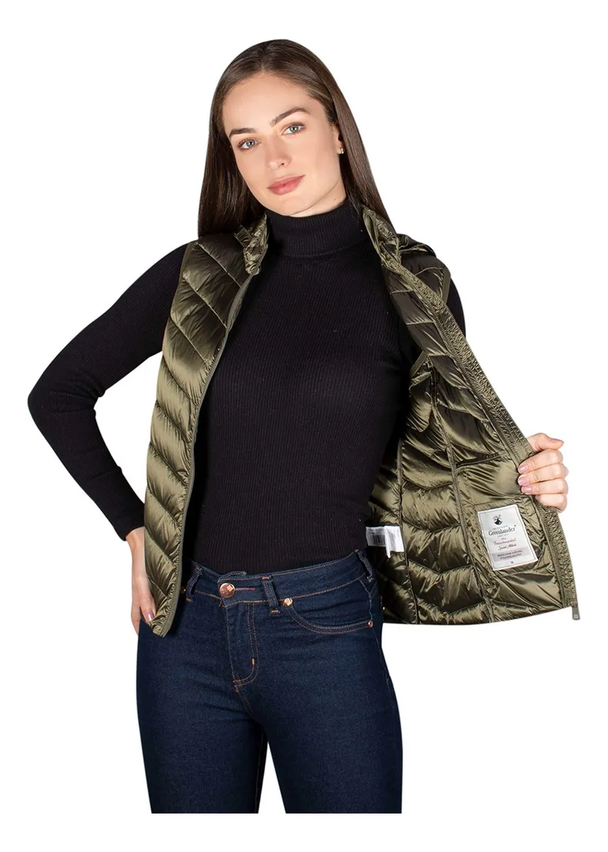 Foto 2 | Chaleco Greenlander Pluma Con Gorro Oculto Para Mujer
