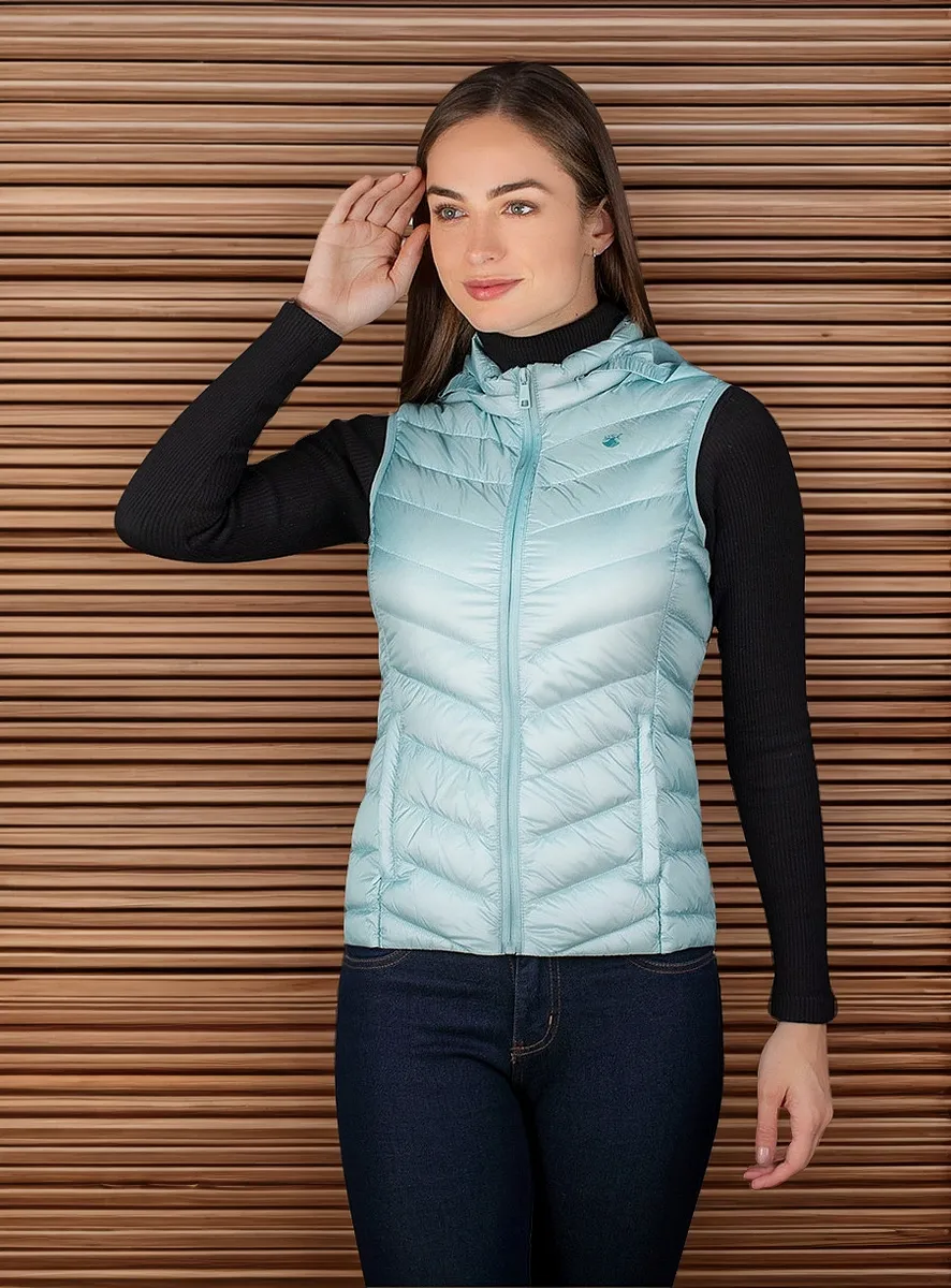 Foto 1 | Chaleco Greenlander Pluma Con Gorro Oculto Para Mujer