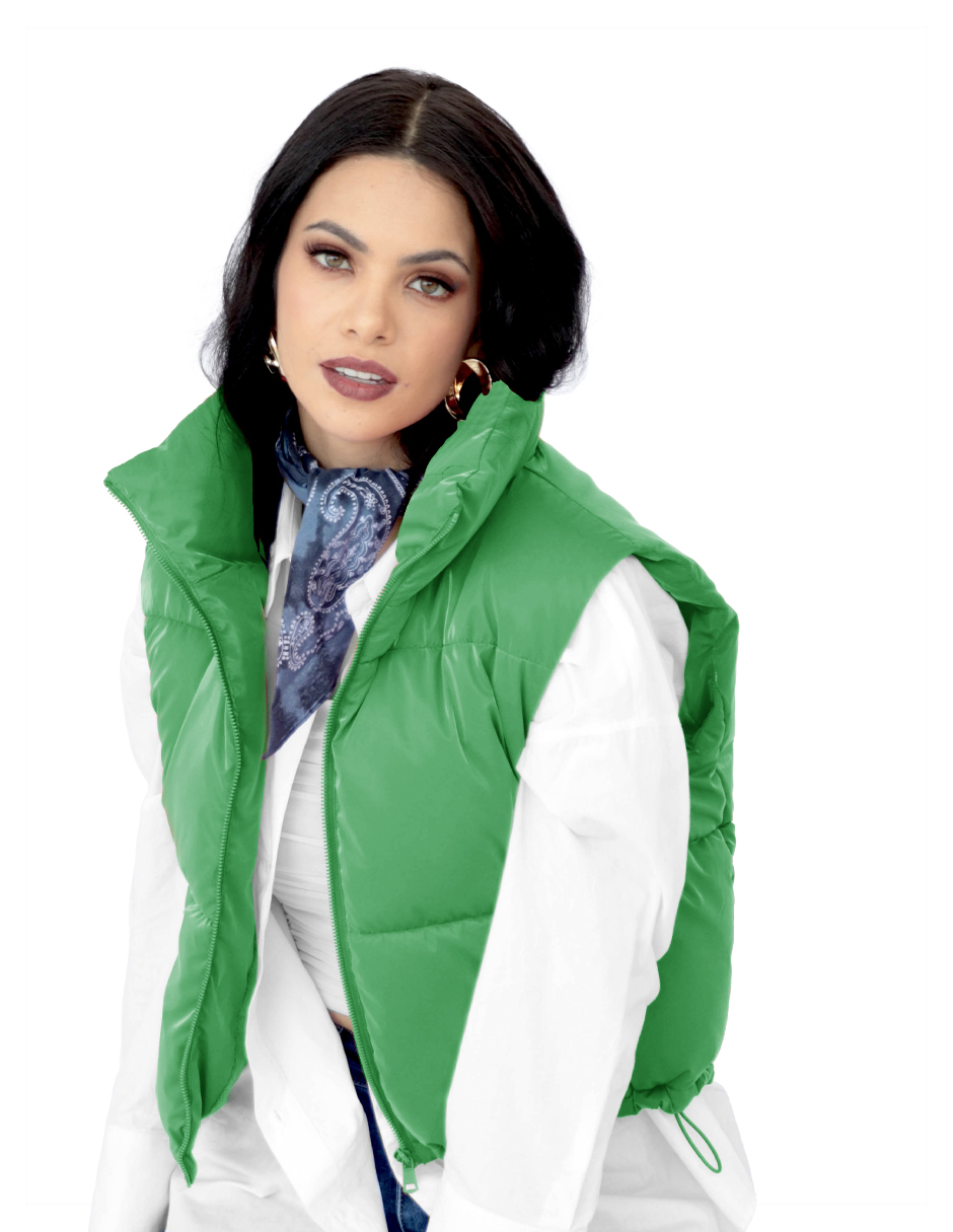 Foto 1 | Chaleco Corto Brilloso Mujer Verde Roosevelt A229