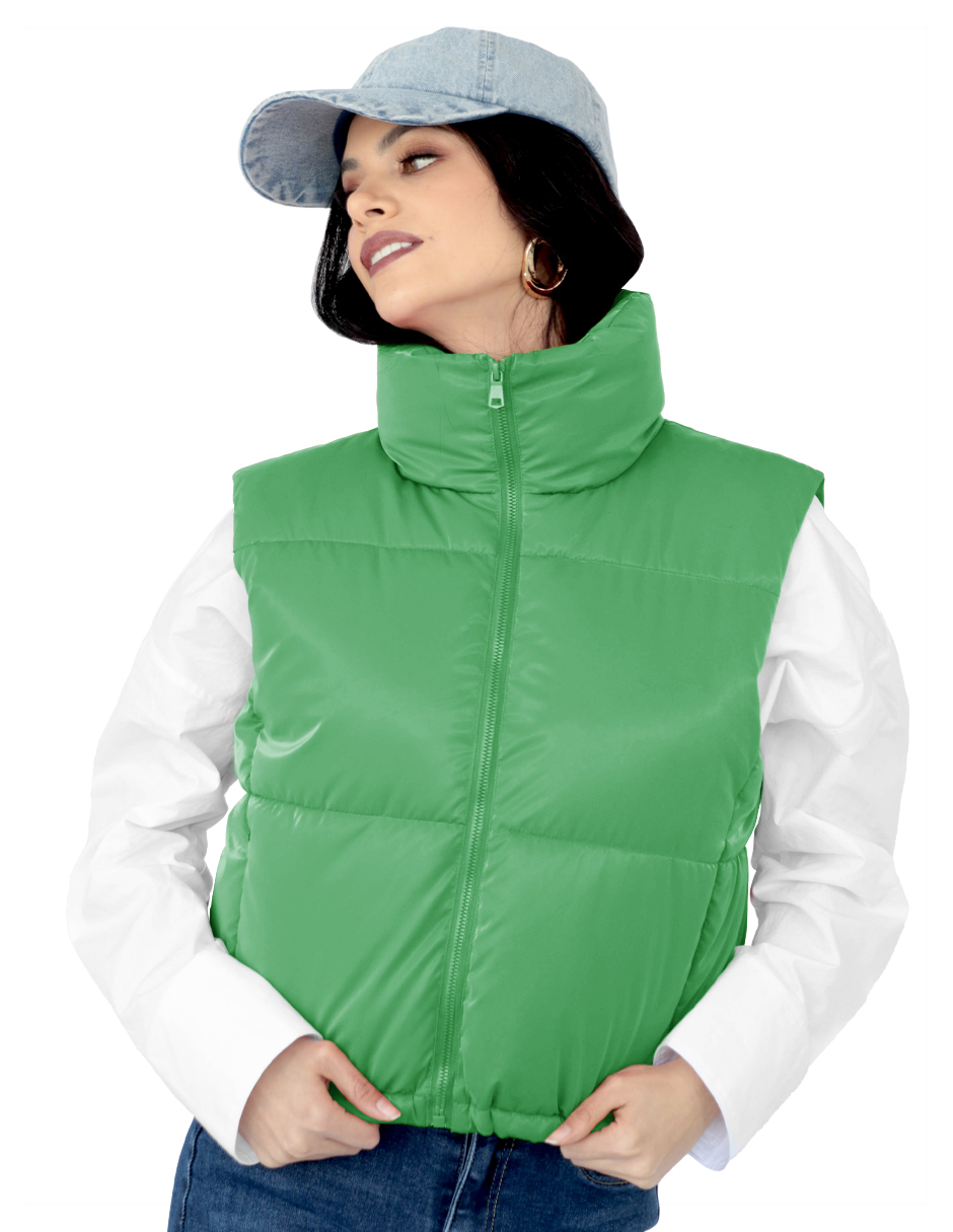 Foto 3 | Chaleco Corto Brilloso Mujer Verde Roosevelt A229