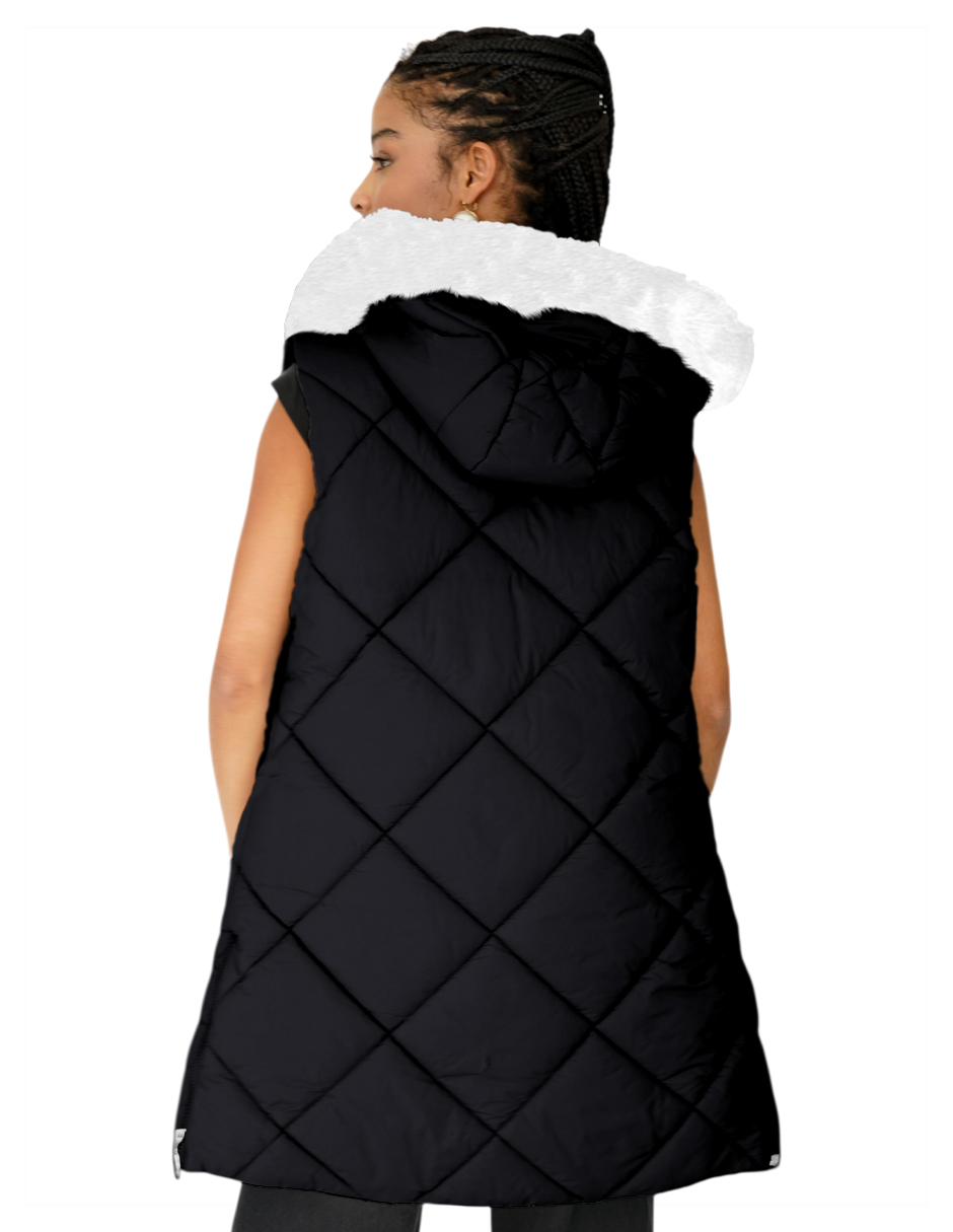 Foto 4 pulgar | Chaleco Largo Acolchado Mujer Con Gorro