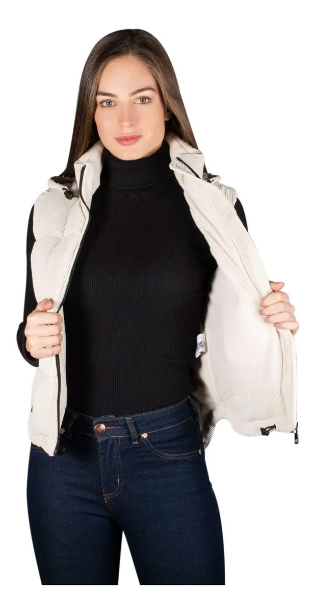 Foto 3 pulgar | Chaleco Greenlander Para Mujer Pana Con Capucha Ajustable