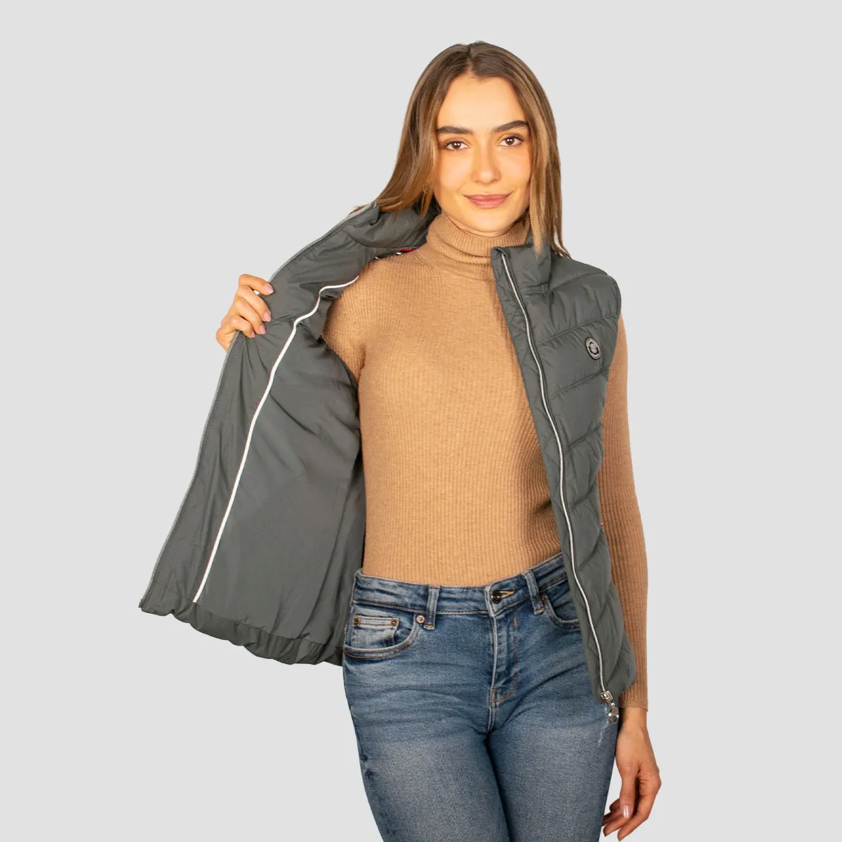 Foto 2 | Chaleco Greenlander De Mujer Acolchado Con Cuello Alto