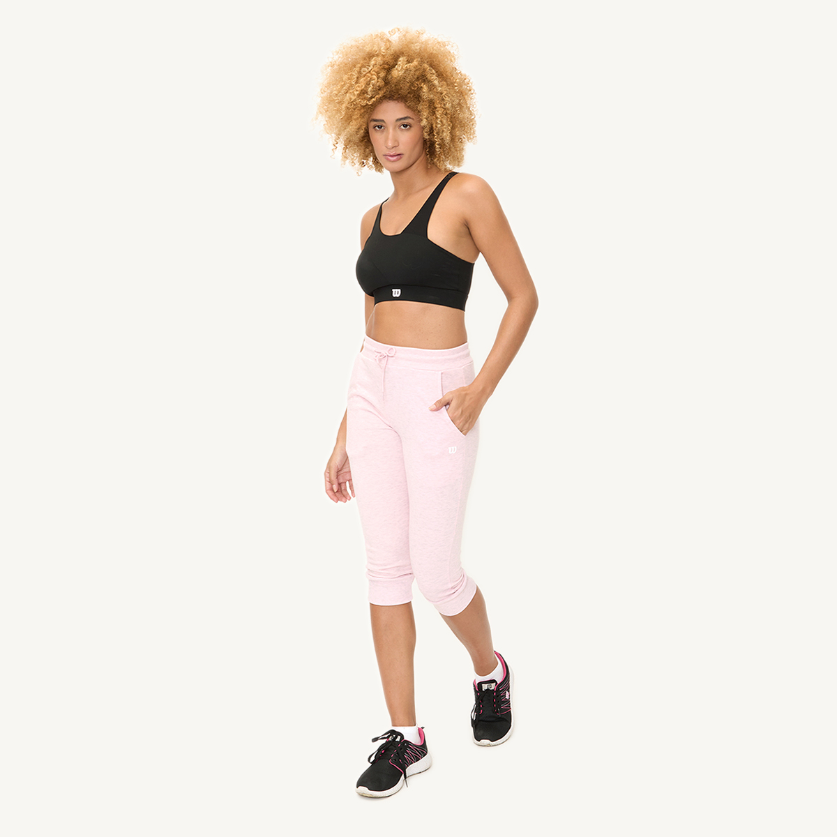 Foto 6 pulgar | Pantalón Pescador Wilson French Terry Rosa para Mujer