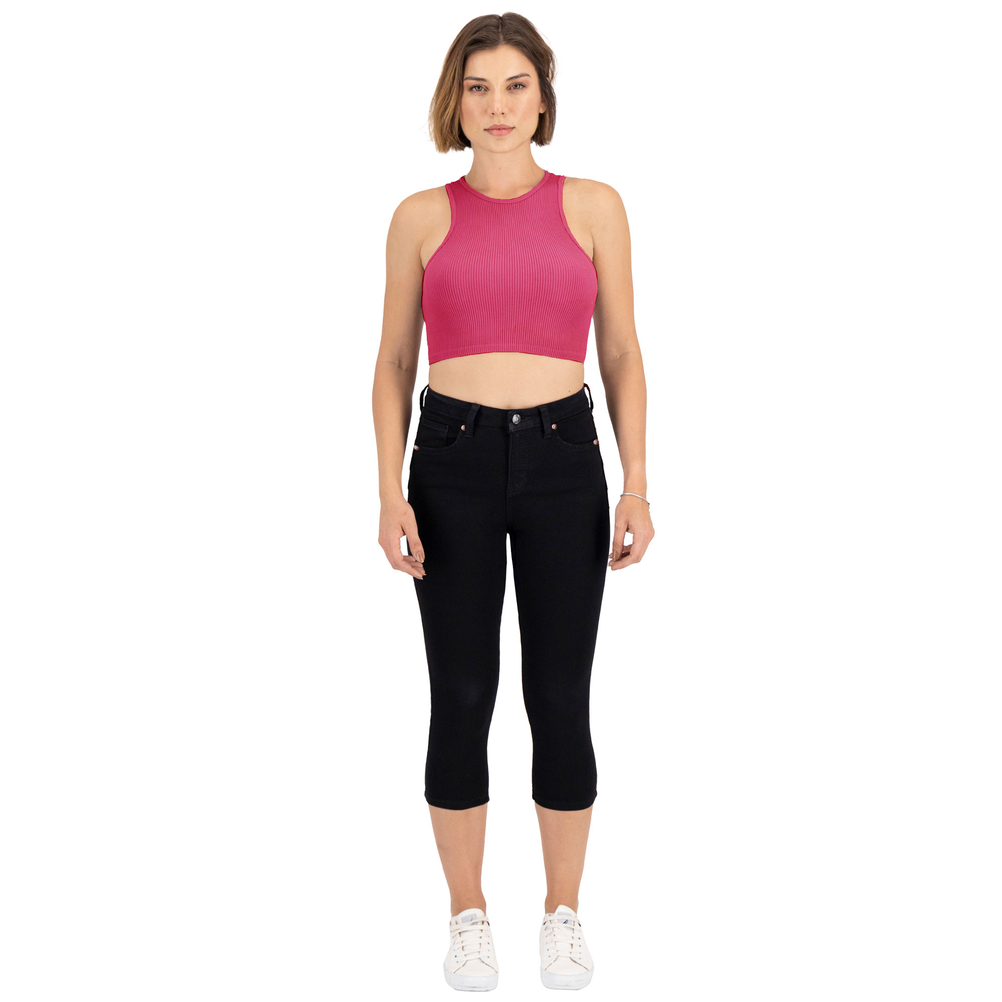 Foto 2 pulgar | Pantalón Capri Britos Jeans Mezclilla Negro para Mujer