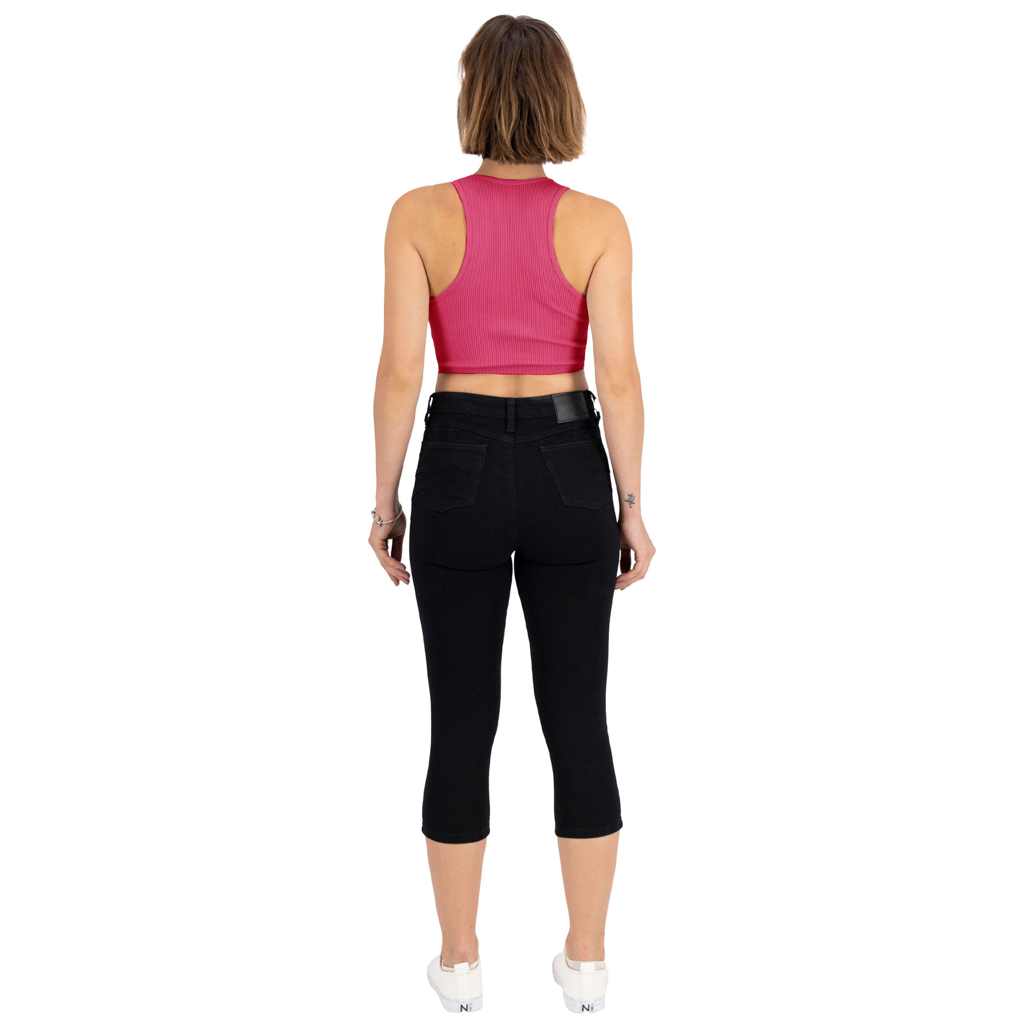 Foto 3 pulgar | Pantalón Capri Britos Jeans Mezclilla Negro para Mujer