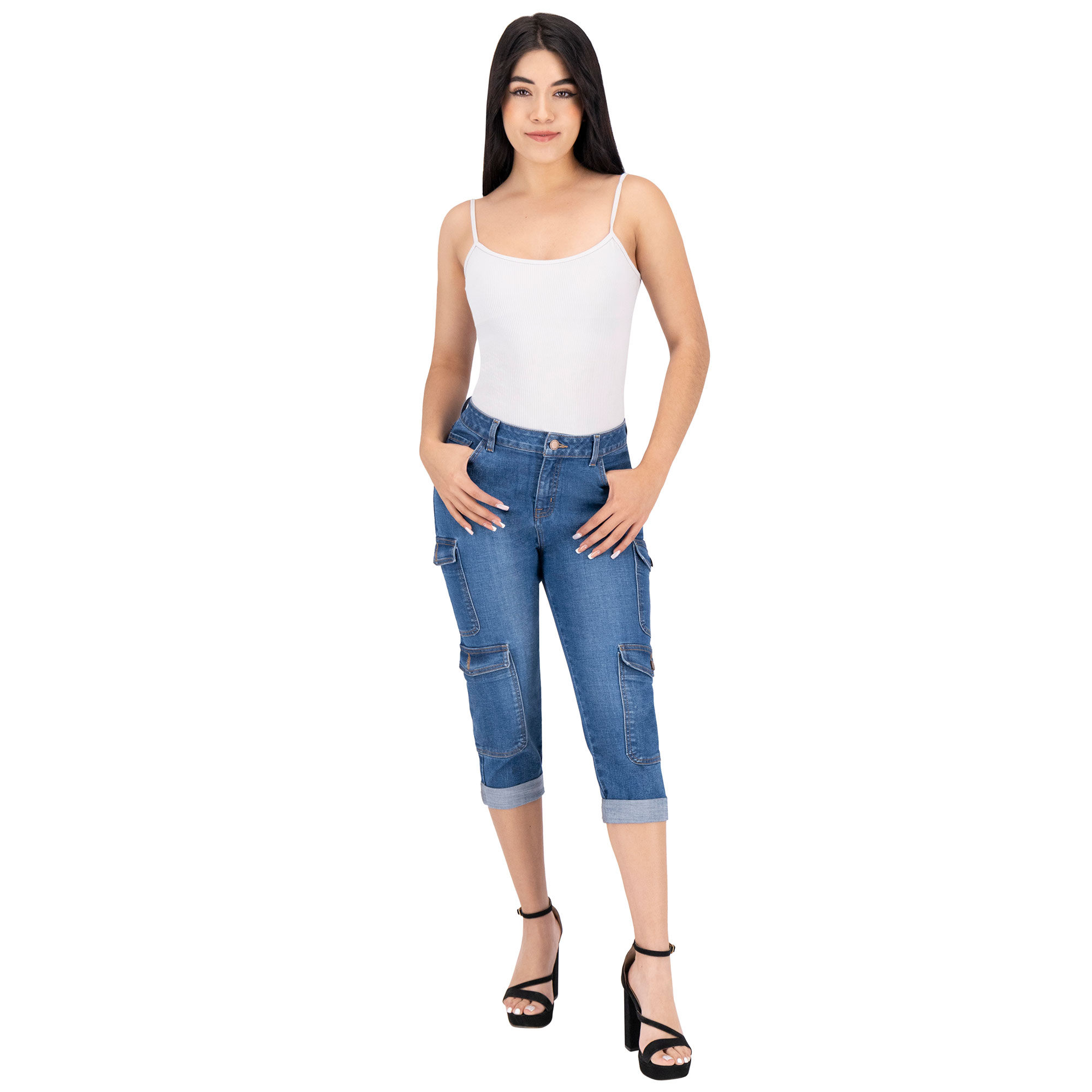 Foto 4 pulgar | Capri Britos Jeans Mujer Mezclilla Pescador Azul 025662