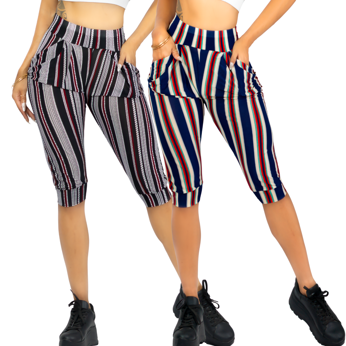 Foto 2 pulgar | Set De 2 Leggins Mujer Capris Bermuda Mallones Cap-011-px2 Dos Diseños Mayon Mallas