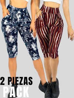 Foto 5 | Set De 2 Leggins Mujer Capris Bermuda Mallones Cap-011-px2 Dos Diseños Mayon Mallas