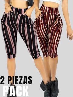 Foto 5 | Set De 2 Leggins Mujer Capris Bermuda Mallones Cap-011-px2 Dos Diseños Mayon Mallas